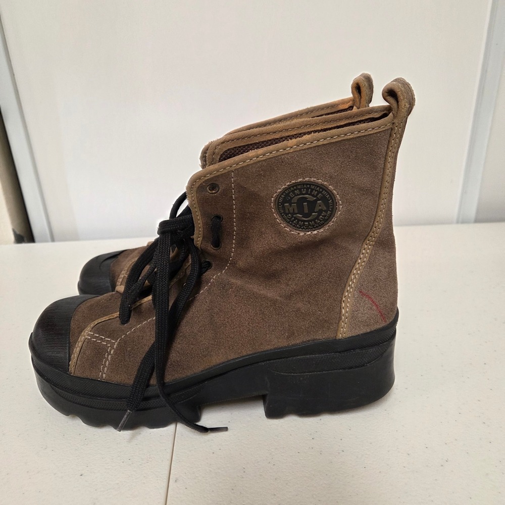 MIA Vintage 90s Brown Suede Platform Lug Sole Combat Boots Womens 7.5 Brazil